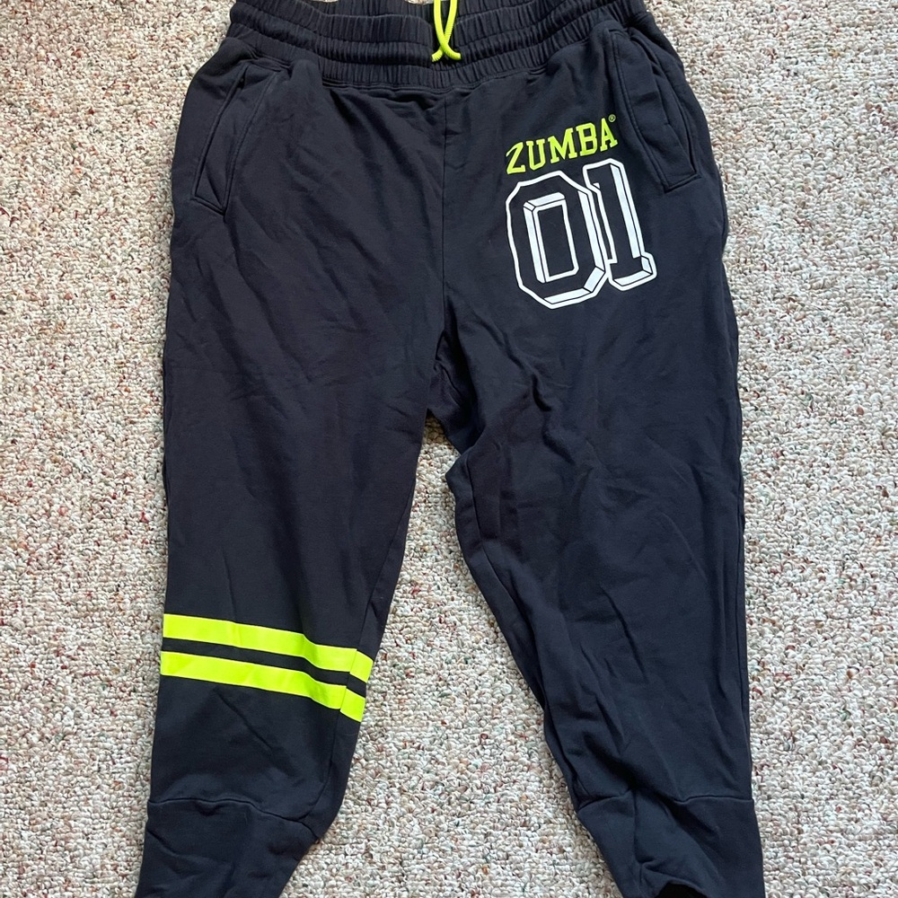 Black and Lime Green Zumba Joggers with Elastic Waistband